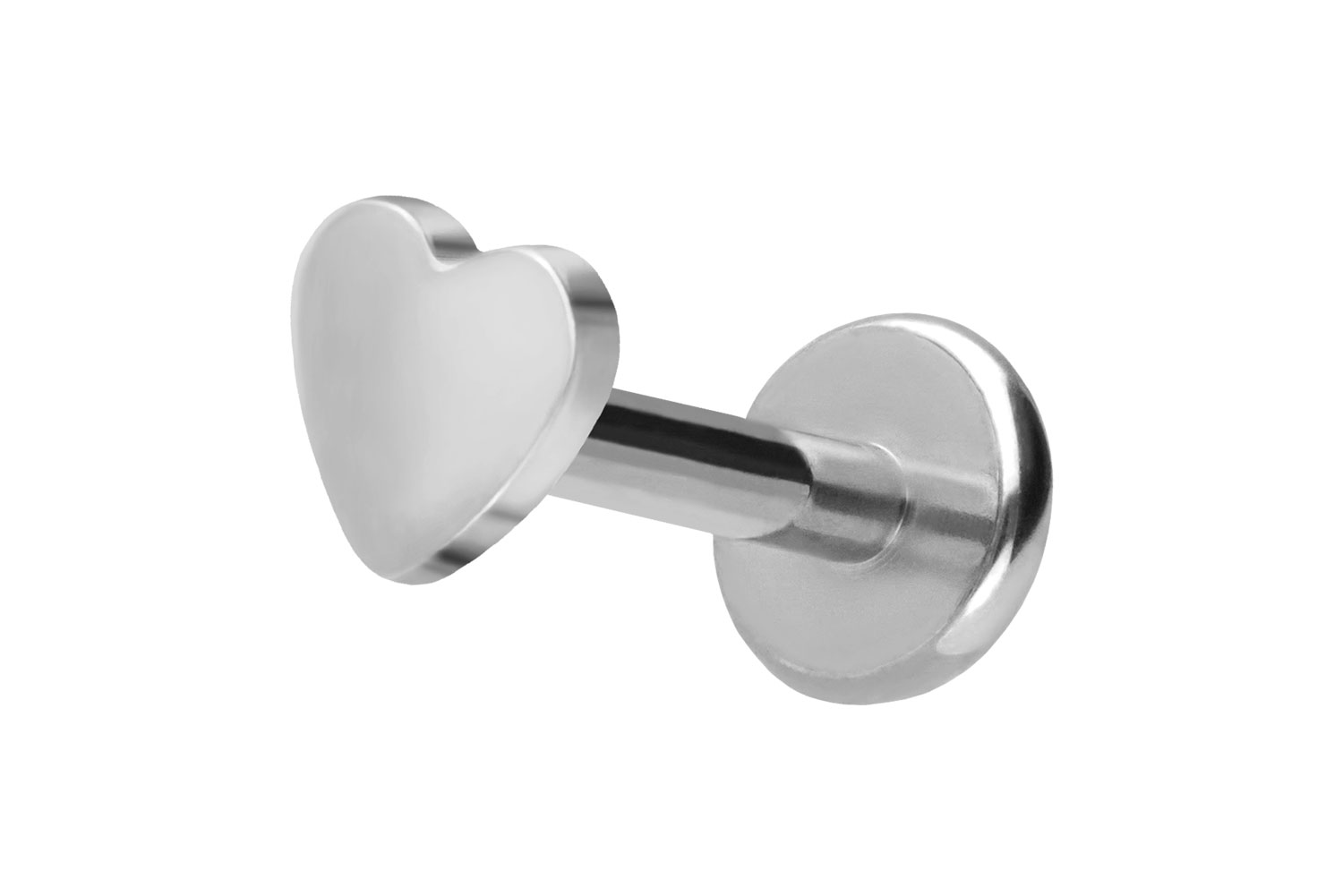 Titan Labret Piercing mit Push Fit HERZ